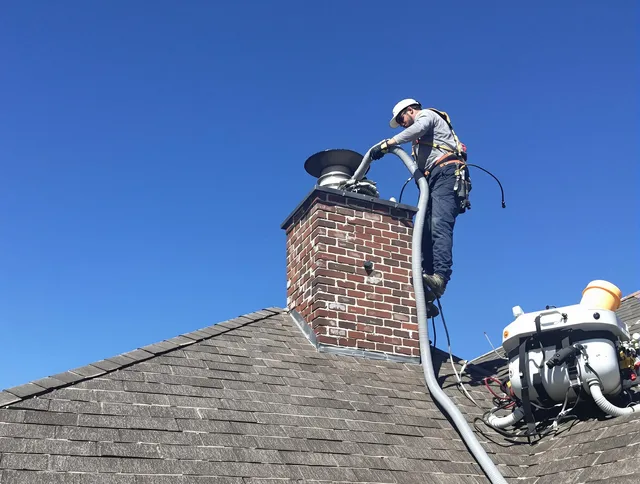 Dedicated Brea Chimney Sweep team member cleaning a chimney in Brea, CA