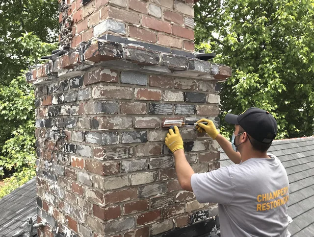 In-progress chimney restoration by Brea Chimney Sweep in Brea, CA
