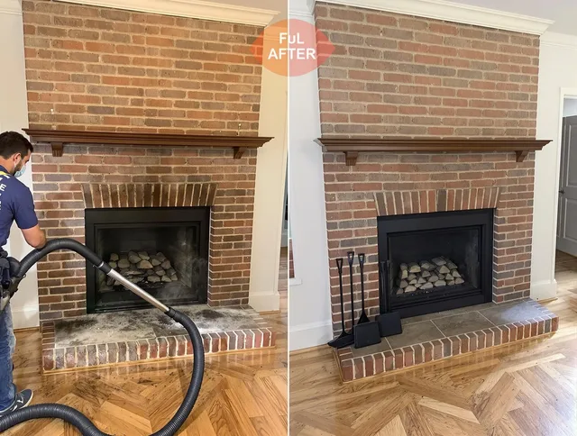 Brea Chimney Sweep carefully sanitizing a fireplace in Brea, CA
