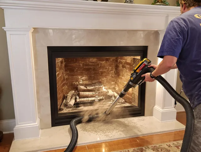 Fireplace cleaning performed by Brea Chimney Sweep in Brea, CA